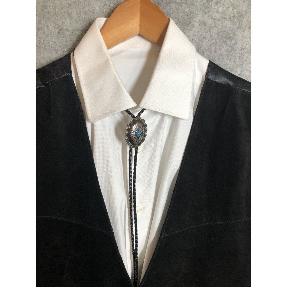 Scully Vest Mens Extra Large Black Leather Rodeo Oklahoma Button Western Cowboy